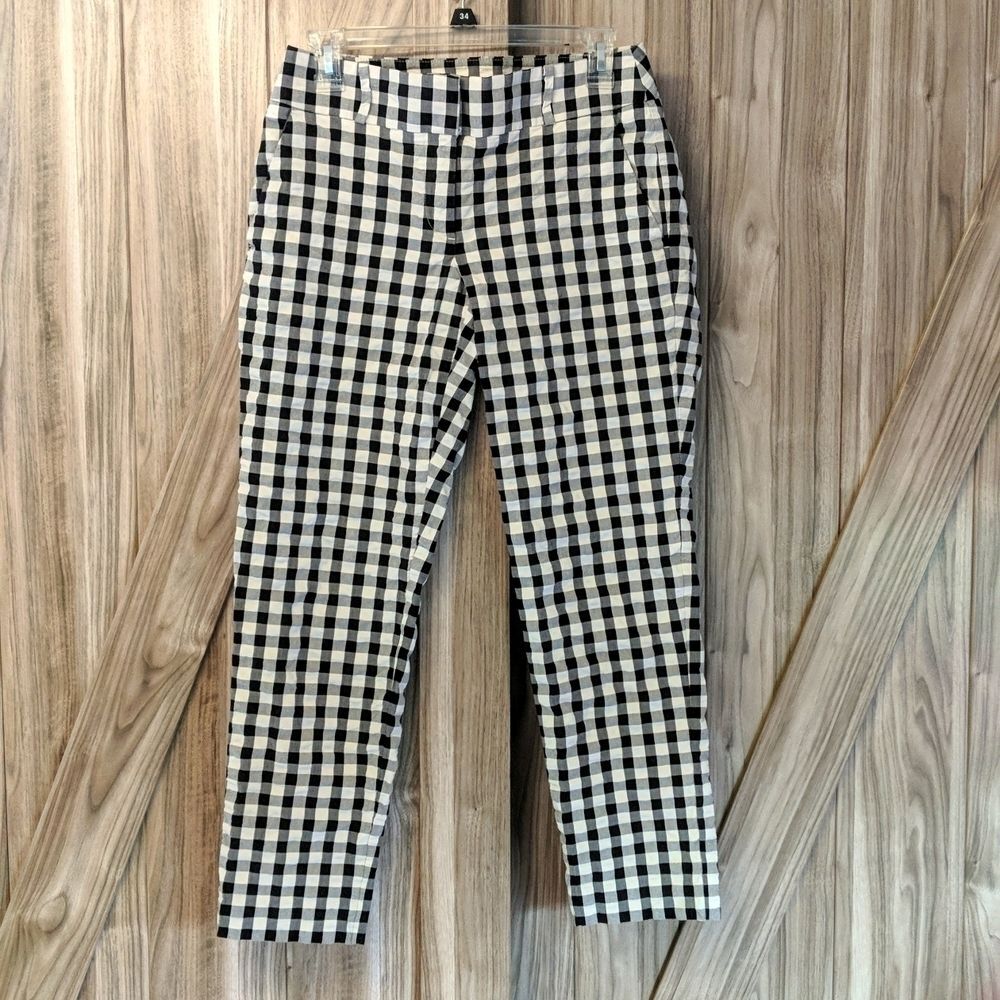 Loft Julie Straight Women's Seersucker Plaid Pants Size 2